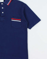 Vintage 1980s Domville Navy Single Stitch Short Sleeve Pocket Polo Shirt - L