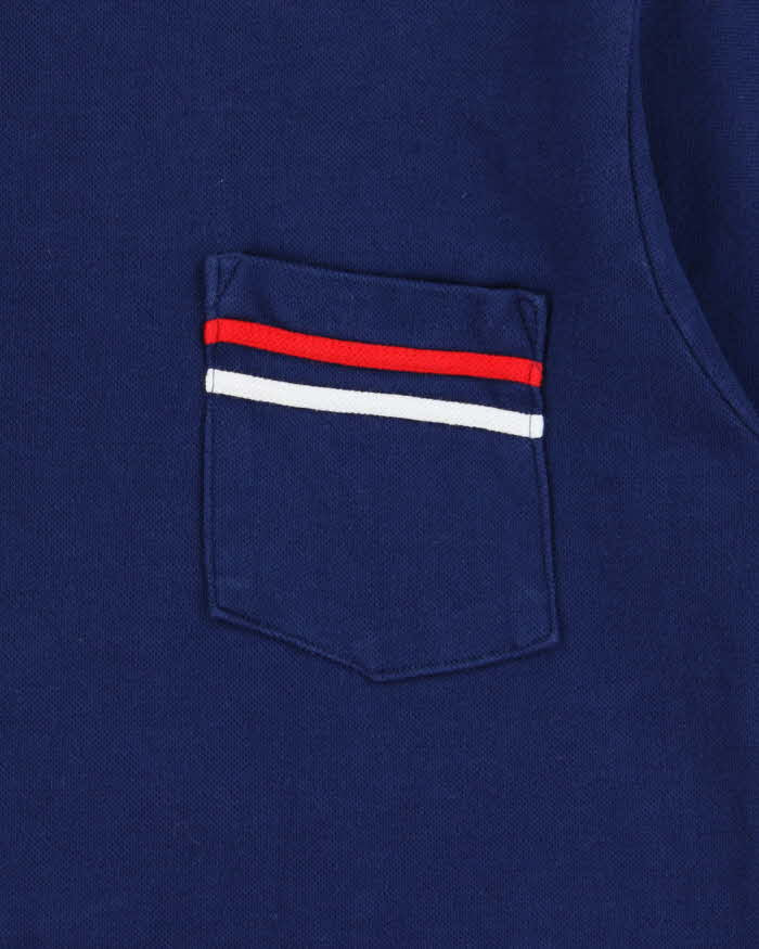 Vintage 1980s Domville Navy Single Stitch Short Sleeve Pocket Polo Shirt - L