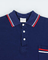 Vintage 1980s Domville Navy Single Stitch Short Sleeve Pocket Polo Shirt - L