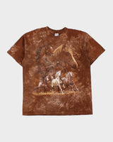 Vintage 1998 Tie-Dye Stallions Heavyweight Gildan Made In Canada Crewneck T-Shirt - XL