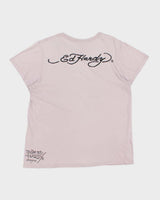 Vintage Y2K 00s Ed Hardy Christian Audigier Primrose Pink Made In USA Crewneck Skull T-Shirt - L