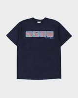 Vintage '02 Y2K Nike Navy Heavyweight Block Logo Made In Canada Crewneck T-Shirt - L