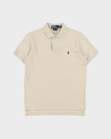 Vintage Y2K 00s Polo Ralph Lauren Marl Beige Custom Fit Short Sleeve Polo Shirt - S