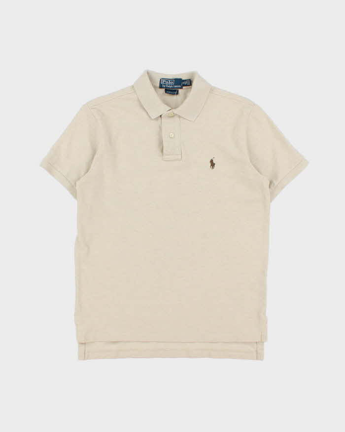 Vintage Y2K 00s Polo Ralph Lauren Marl Beige Custom Fit Short Sleeve Polo Shirt - S