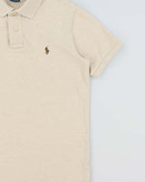 Vintage Y2K 00s Polo Ralph Lauren Marl Beige Custom Fit Short Sleeve Polo Shirt - S