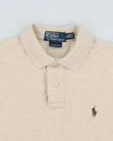 Vintage Y2K 00s Polo Ralph Lauren Marl Beige Custom Fit Short Sleeve Polo Shirt - S
