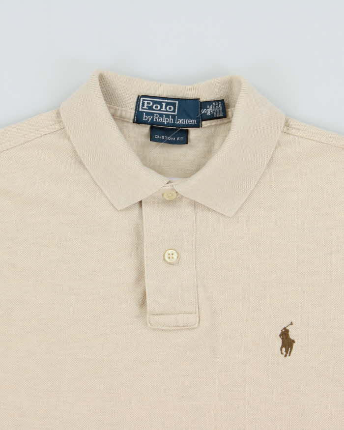 Vintage Y2K 00s Polo Ralph Lauren Marl Beige Custom Fit Short Sleeve Polo Shirt - S