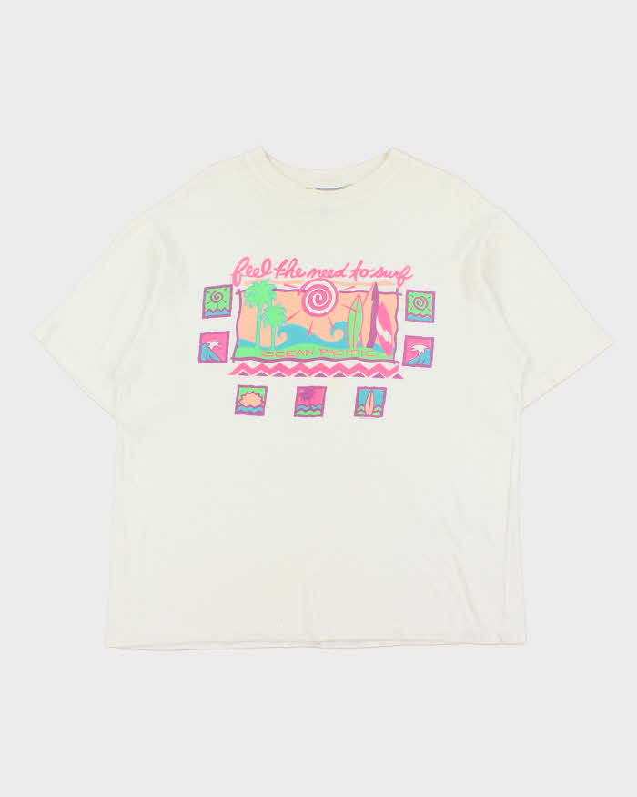 Vintage 1990s Ocean Pacific 'Feel The Need To Surf' Heavyweight Made In USA Single Stitch Crewneck T-Shirt - L
