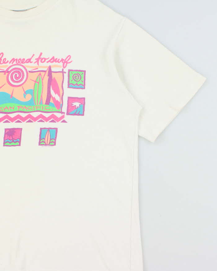 Vintage 1990s Ocean Pacific 'Feel The Need To Surf' Heavyweight Made In USA Single Stitch Crewneck T-Shirt - L