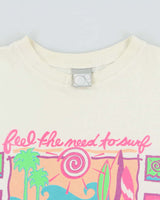 Vintage 1990s Ocean Pacific 'Feel The Need To Surf' Heavyweight Made In USA Single Stitch Crewneck T-Shirt - L