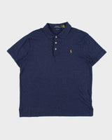 Vintage Polo Ralph Lauren Navy Marl Custom Slim Fit Short Sleeve Polo Shirt - L