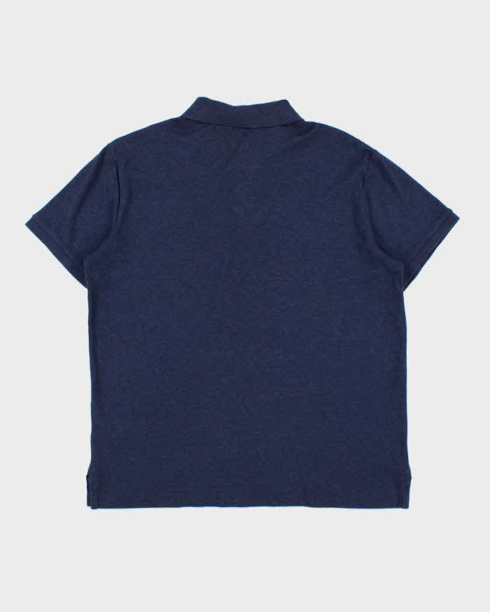 Vintage Polo Ralph Lauren Navy Marl Custom Slim Fit Short Sleeve Polo Shirt - L