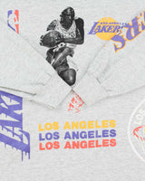 Vintage 1992 LA Lakers Grey Marl Heavyweight Miller USA Single Stitch Long Sleeve Crewneck T-Shirt - L