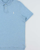 Vintage Polo Ralph Lauren Sky Blue Marl Soft Cotton Classic Fit Short Sleeve Polo-Shirt - L