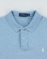 Vintage Polo Ralph Lauren Sky Blue Marl Soft Cotton Classic Fit Short Sleeve Polo-Shirt - L