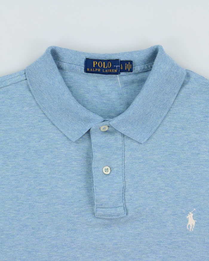 Vintage Polo Ralph Lauren Sky Blue Marl Soft Cotton Classic Fit Short Sleeve Polo-Shirt - L
