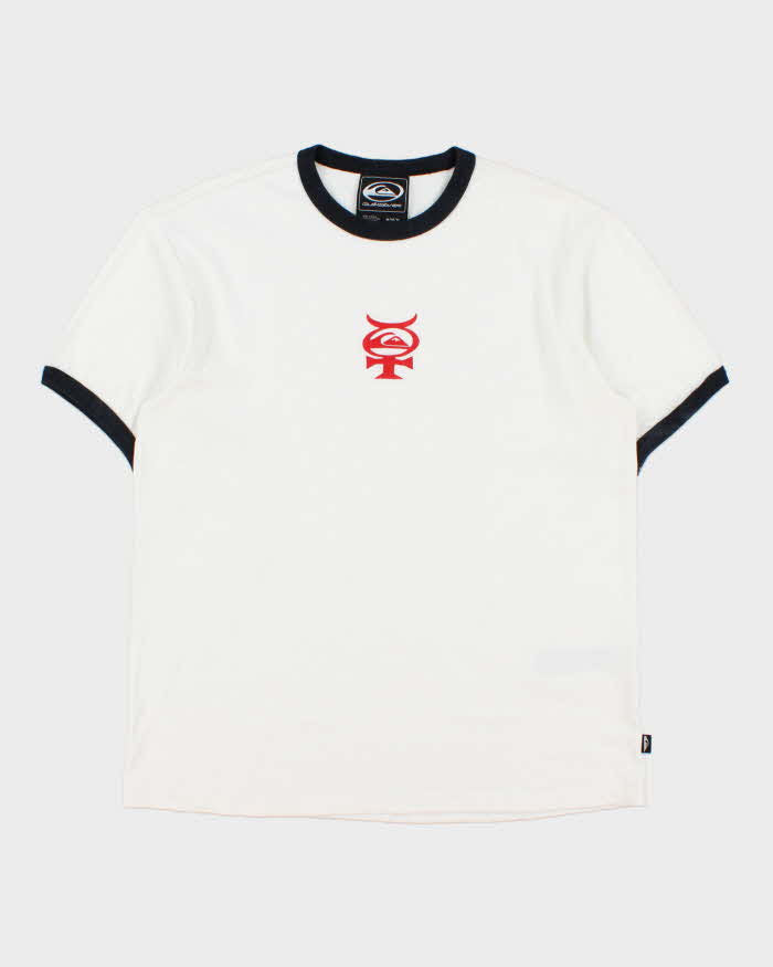 Vintage Quiksilver Heavyweight Devil Cross Crewneck Ringer T-Shirt - M