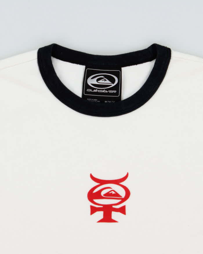 Vintage Quiksilver Heavyweight Devil Cross Crewneck Ringer T-Shirt - M