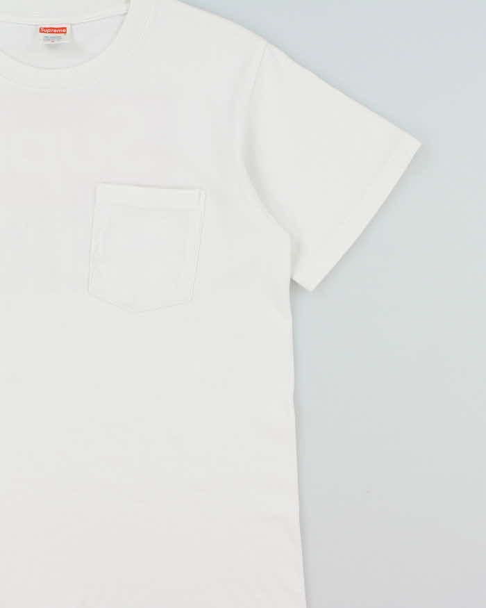 SS14 Supreme x Anti Hero White Heavyweight Made In USA Crewneck Pocket T-Shirt - M