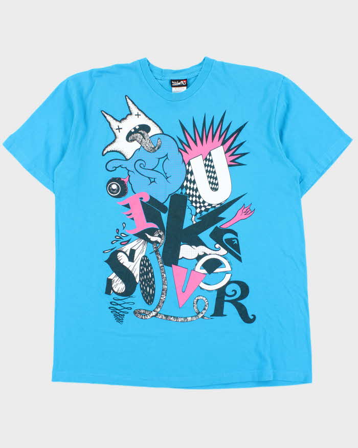 Vintage Y2K 00s Quiksilver Aqua Heavyweight Made In USA Crewneck T-Shirt - XL
