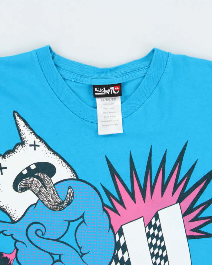 Vintage Y2K 00s Quiksilver Aqua Heavyweight Made In USA Crewneck T-Shirt - XL