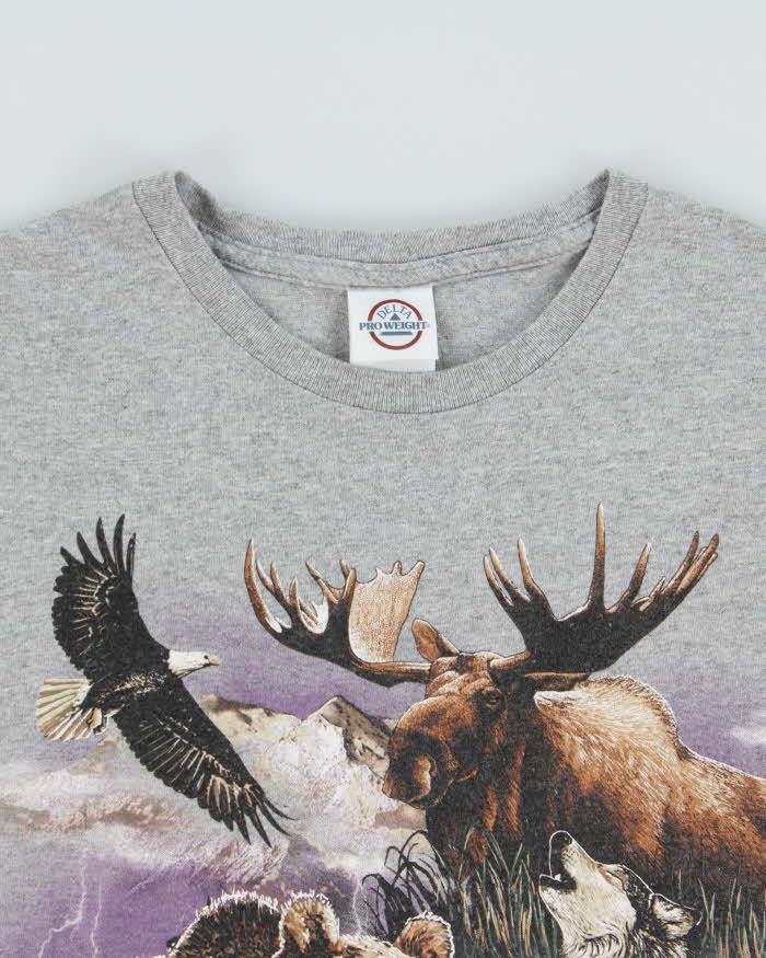 Vintage Y2K 00s Alaska Wildlife Heavyweight Delta Pro Crewneck T-Shirt - S