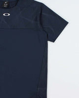 Vintage Oakley Navy Patterned O Logo Performance Fit Crewneck Active T-Shirt - M