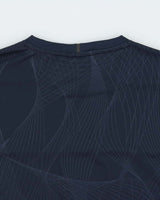Vintage Oakley Navy Patterned O Logo Performance Fit Crewneck Active T-Shirt - M