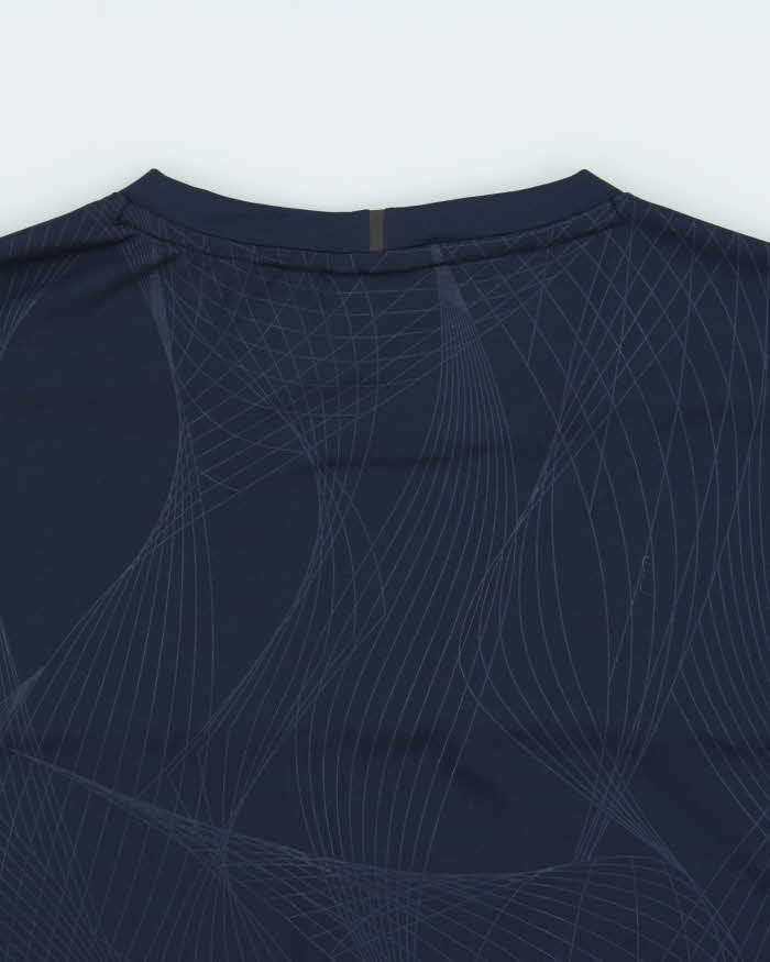 Vintage Oakley Navy Patterned O Logo Performance Fit Crewneck Active T-Shirt - M