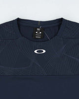 Vintage Oakley Navy Patterned O Logo Performance Fit Crewneck Active T-Shirt - M
