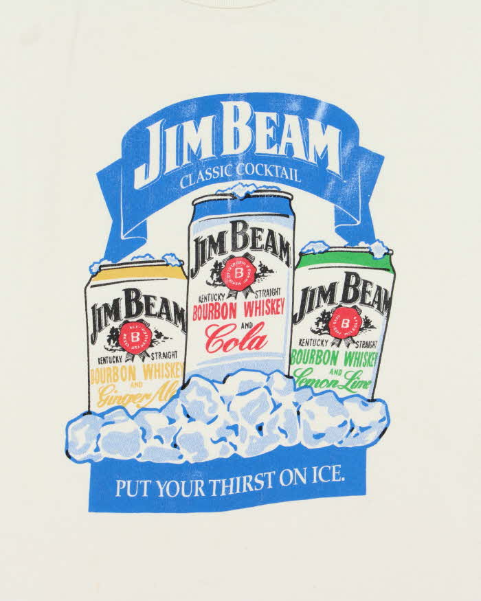 Vintage 1990s Jim Bean Cocktails Heavyweight Made In USA Oneita Power-T Single Stitch Crewneck T-Shirt - XL