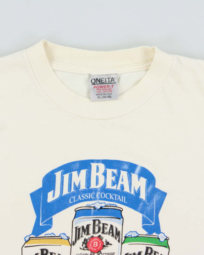 Vintage 1990s Jim Bean Cocktails Heavyweight Made In USA Oneita Power-T Single Stitch Crewneck T-Shirt - XL