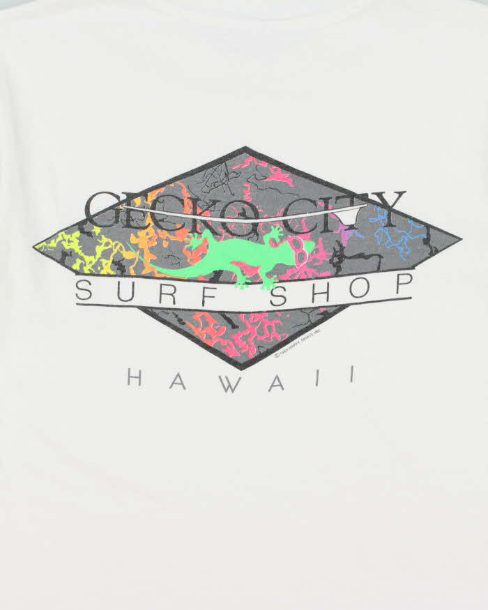 Vintage 1988 Gecko City Surf Shop Hawaii Single Stitch Hanes Beefy-T Made In USA Crewneck T-Shirt - M