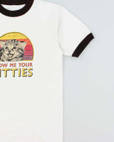 Vintage Show Me Your Kitties Heavyweight Crewneck Ringer T-Shirt - S