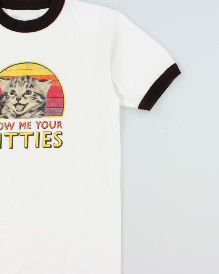 Vintage Show Me Your Kitties Heavyweight Crewneck Ringer T-Shirt - S