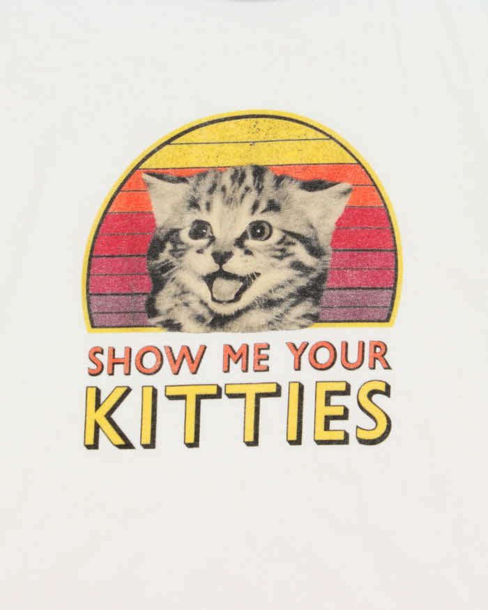 Vintage Show Me Your Kitties Heavyweight Crewneck Ringer T-Shirt - S