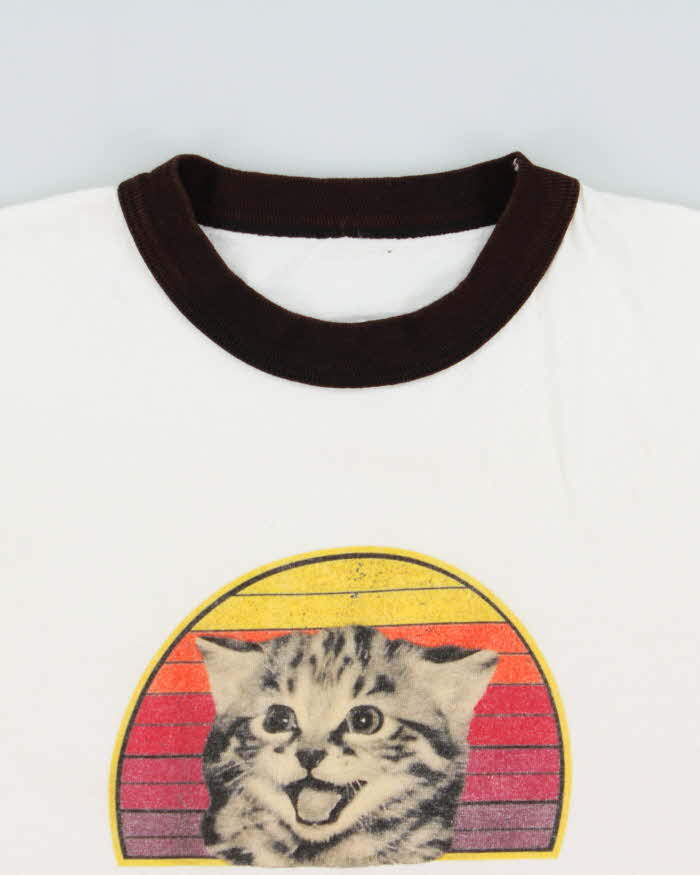 Vintage Show Me Your Kitties Heavyweight Crewneck Ringer T-Shirt - S