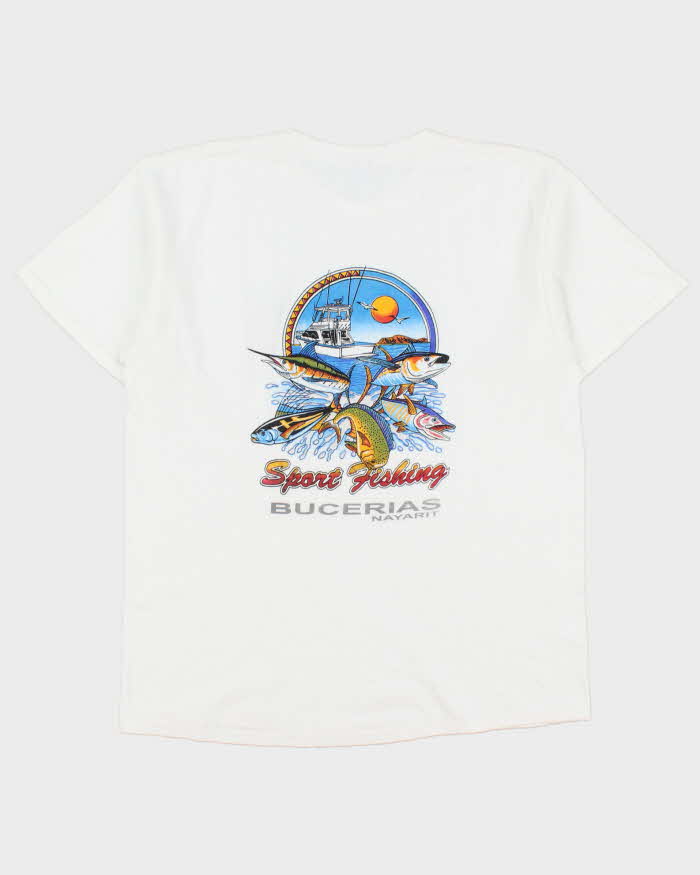 Vintage Y2K 00s Bucerias Sport Fishing Heavyweight Yazebek Crewneck T-Shirt - L