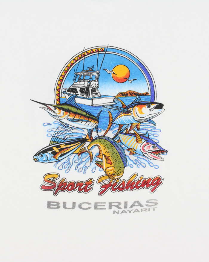 Vintage Y2K 00s Bucerias Sport Fishing Heavyweight Yazebek Crewneck T-Shirt - L