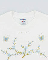 Vintage Y2K 00s Embroidered Floral Embellished Heavyweight Z Jerzees Crewneck T-Shirt - M