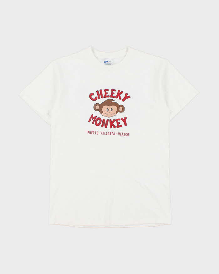 Vintage Y2K 00s Cheeky Monkey Puerto Vallarta Mexico Heavyweight Gildan Ultra Crewneck T-Shirt - S