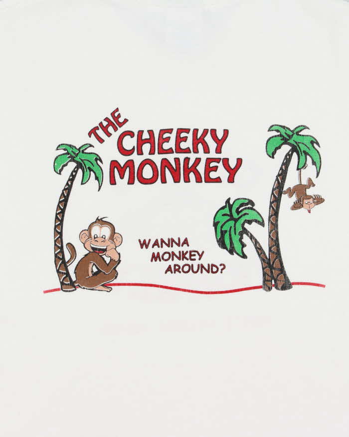 Vintage Y2K 00s Cheeky Monkey Puerto Vallarta Mexico Heavyweight Gildan Ultra Crewneck T-Shirt - S