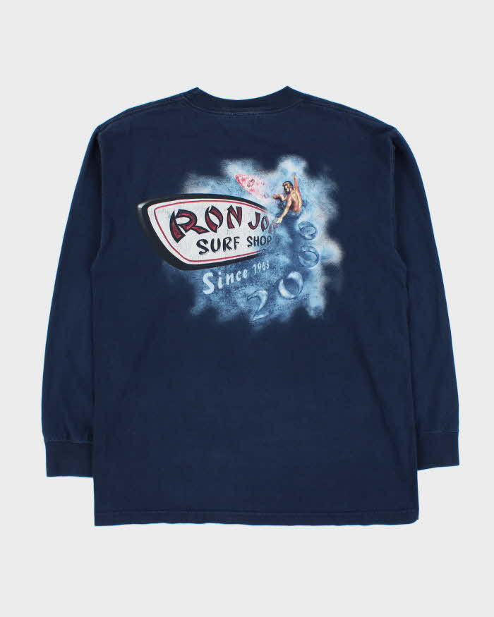 Vintage Y2K Ron Jon Surf Shop 2000 Made In USA Heavyweight Long Sleeve Crewneck T-Shirt - L