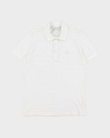 Vintage Lacoste White Pique Monogram Mesh Regular Fit Short Sleeve Polo Shirt - S