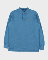 Vintage Polo Ralph Lauren Aqua Marl Classic Long Sleeve Polo Shirt - M