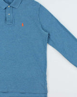 Vintage Polo Ralph Lauren Aqua Marl Classic Long Sleeve Polo Shirt - M
