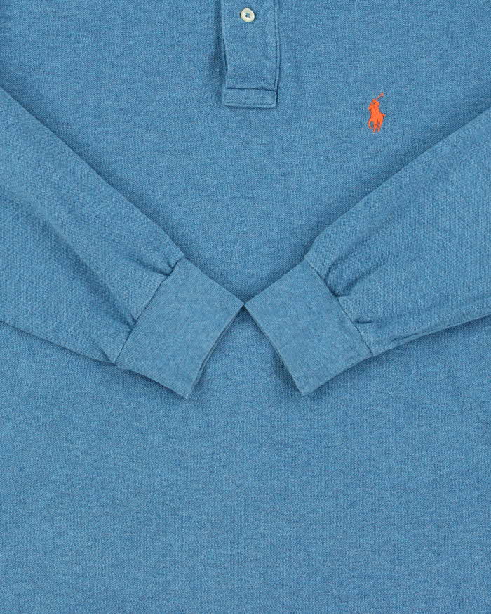 Vintage Polo Ralph Lauren Aqua Marl Classic Long Sleeve Polo Shirt - M