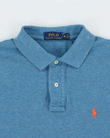 Vintage Polo Ralph Lauren Aqua Marl Classic Long Sleeve Polo Shirt - M