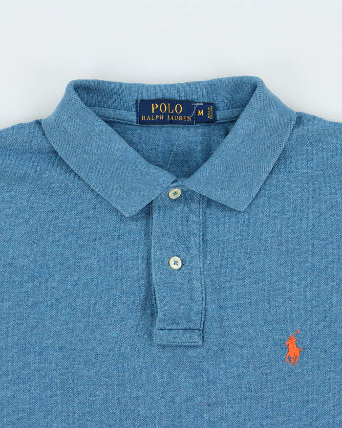 Vintage Polo Ralph Lauren Aqua Marl Classic Long Sleeve Polo Shirt - M