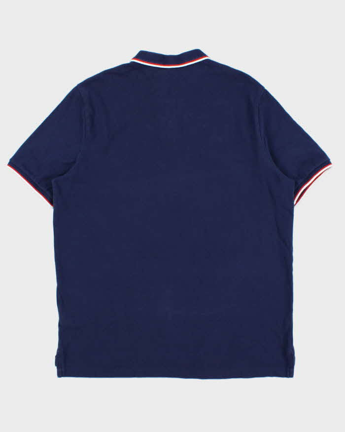 Vintage Polo Ralph Lauren Navy Striped Trim Classic Fit Short Sleeve Polo Shirt - L